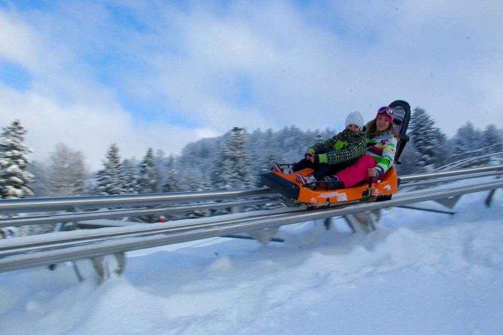 Luge à La Bresse, ville où se situe les gîtes de Moyenmont, disponible à la location pour vos vacances dans les Vosges.